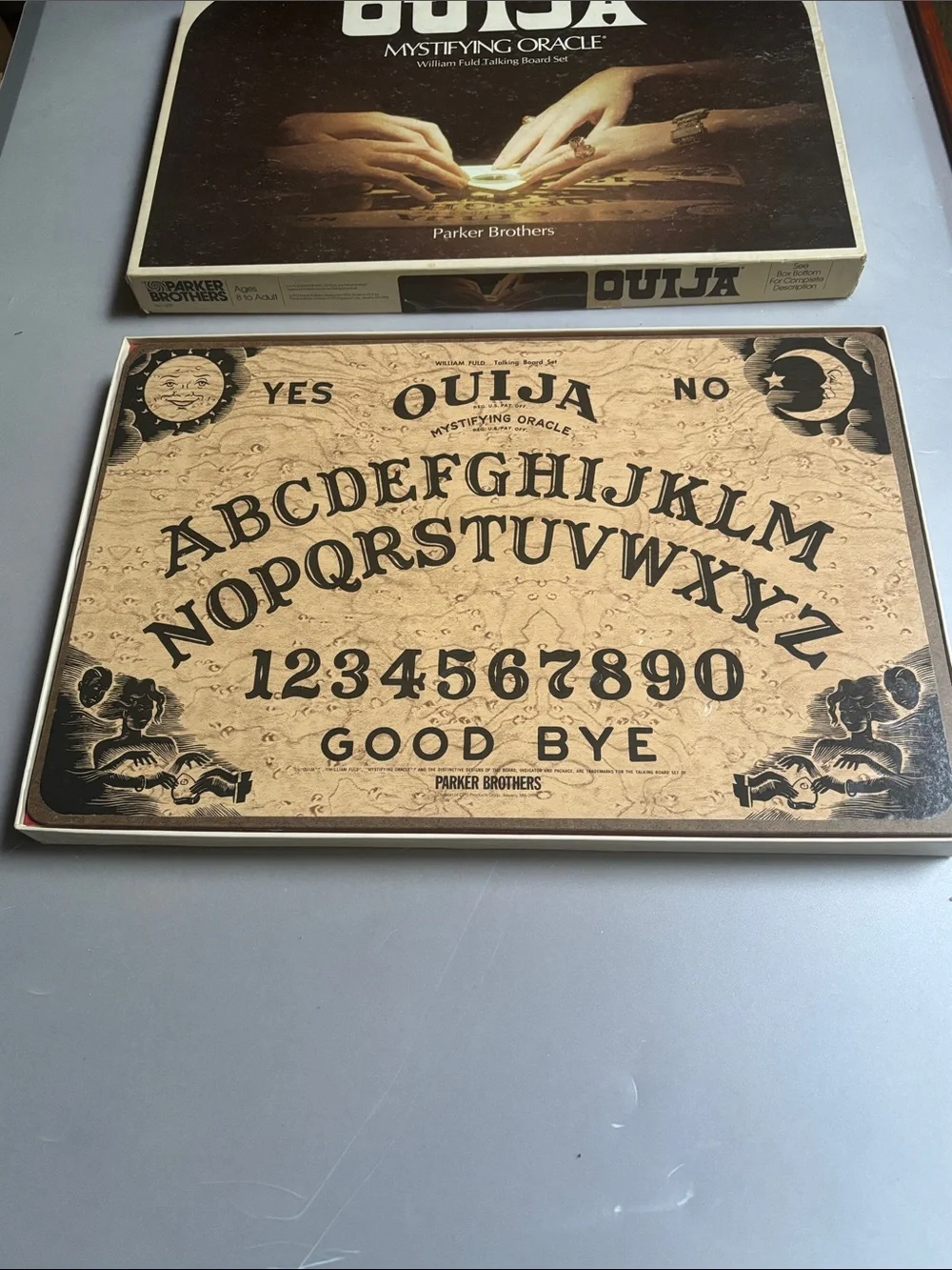 Vintage 1972 Ouija Mystifying Oracle Board Game Parker Brothers William Fold Set